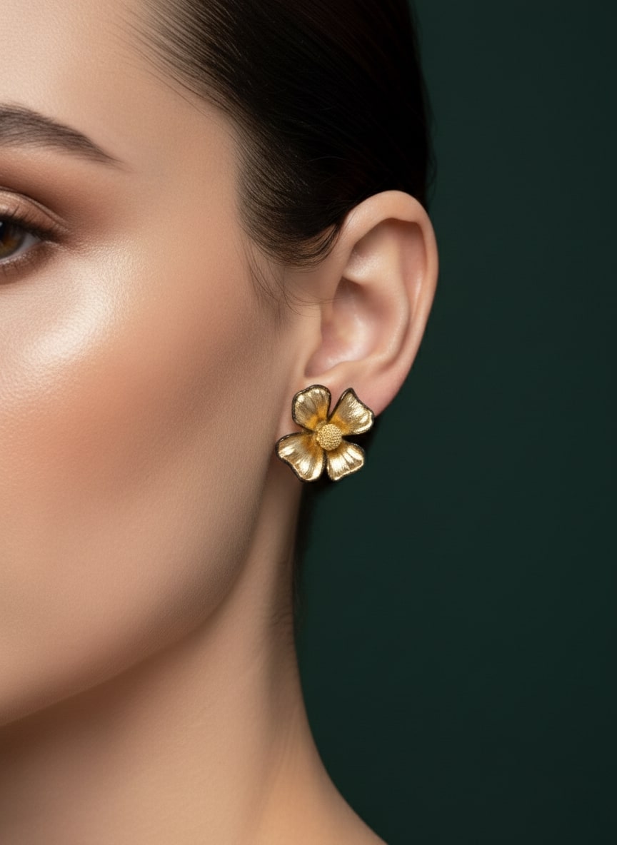 Golden Flower Studs