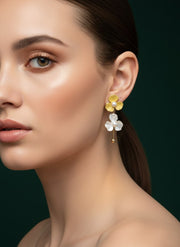 Multicolore Floral With Pearl Earrings