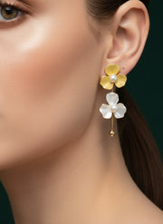 Multicolore Floral With Pearl Earrings