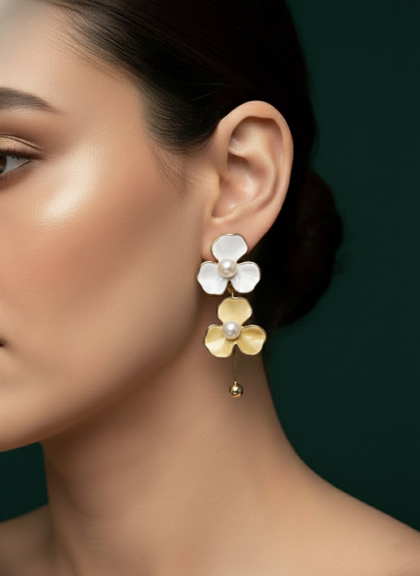 Multicoloured Contemporary Flower Drop Earrings