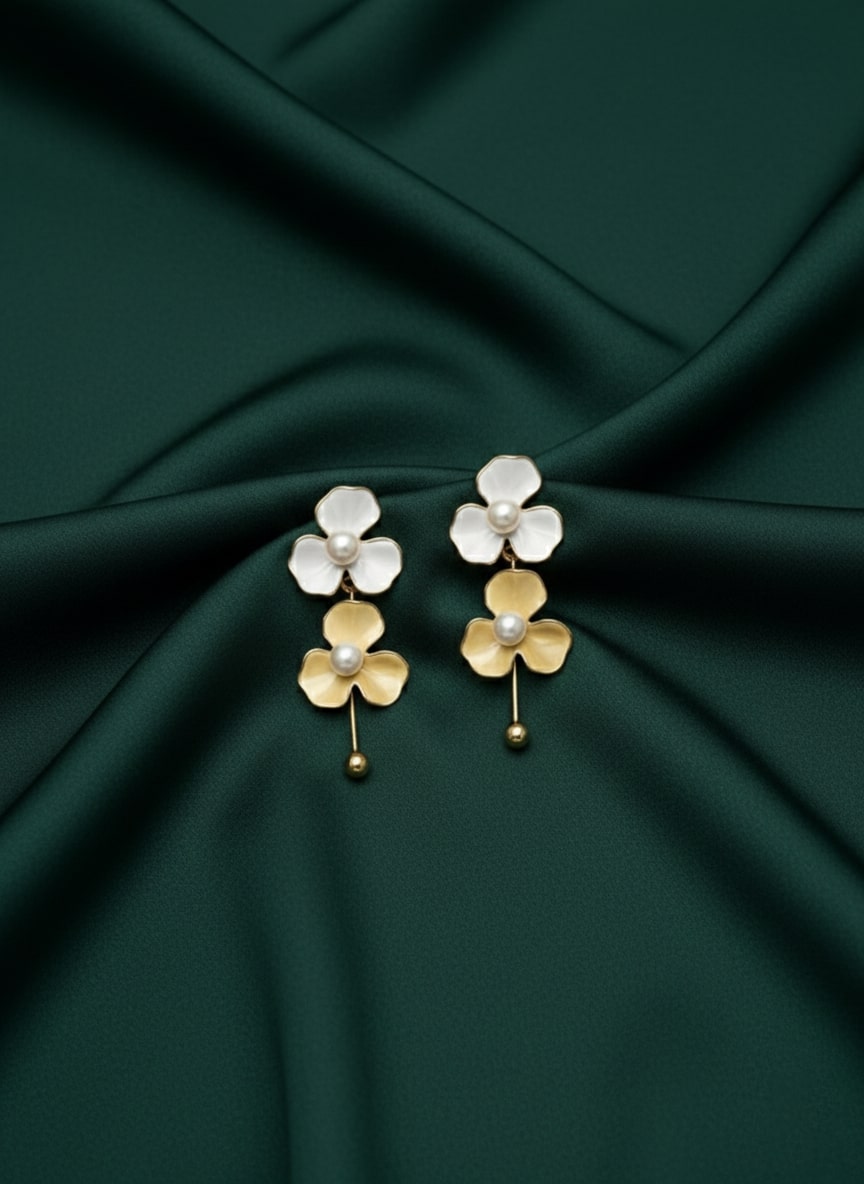 Multicoloured Contemporary Flower Drop Earrings