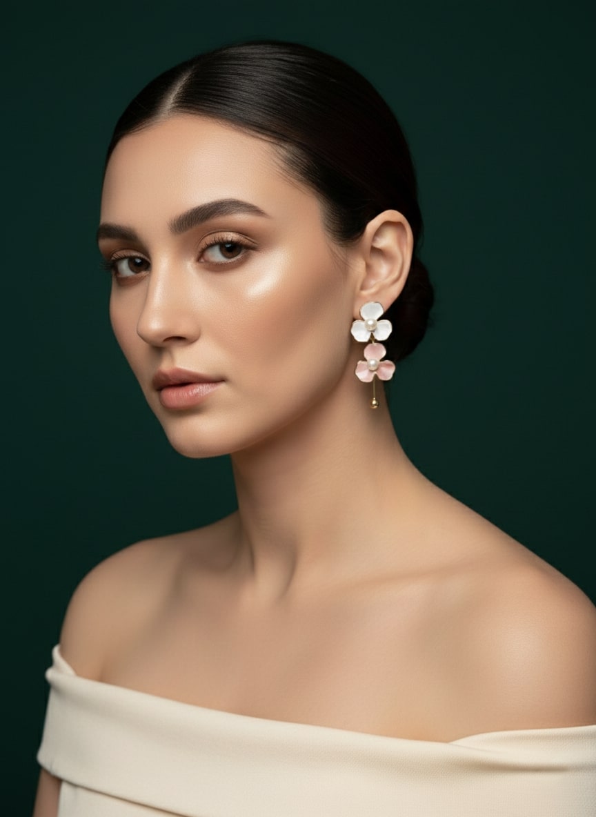 Multicoloured Contemporary Flower Drop Earrings