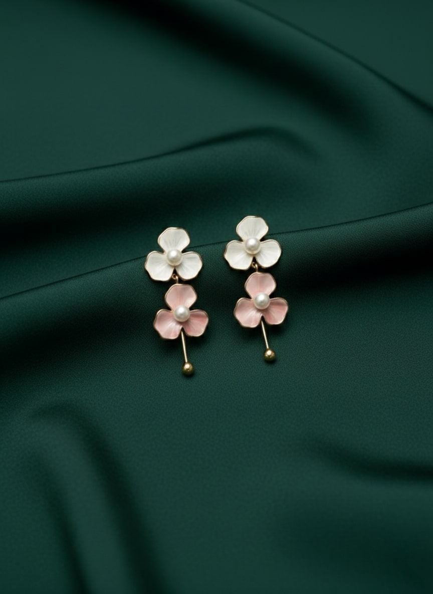 Multicoloured Contemporary Flower Drop Earrings