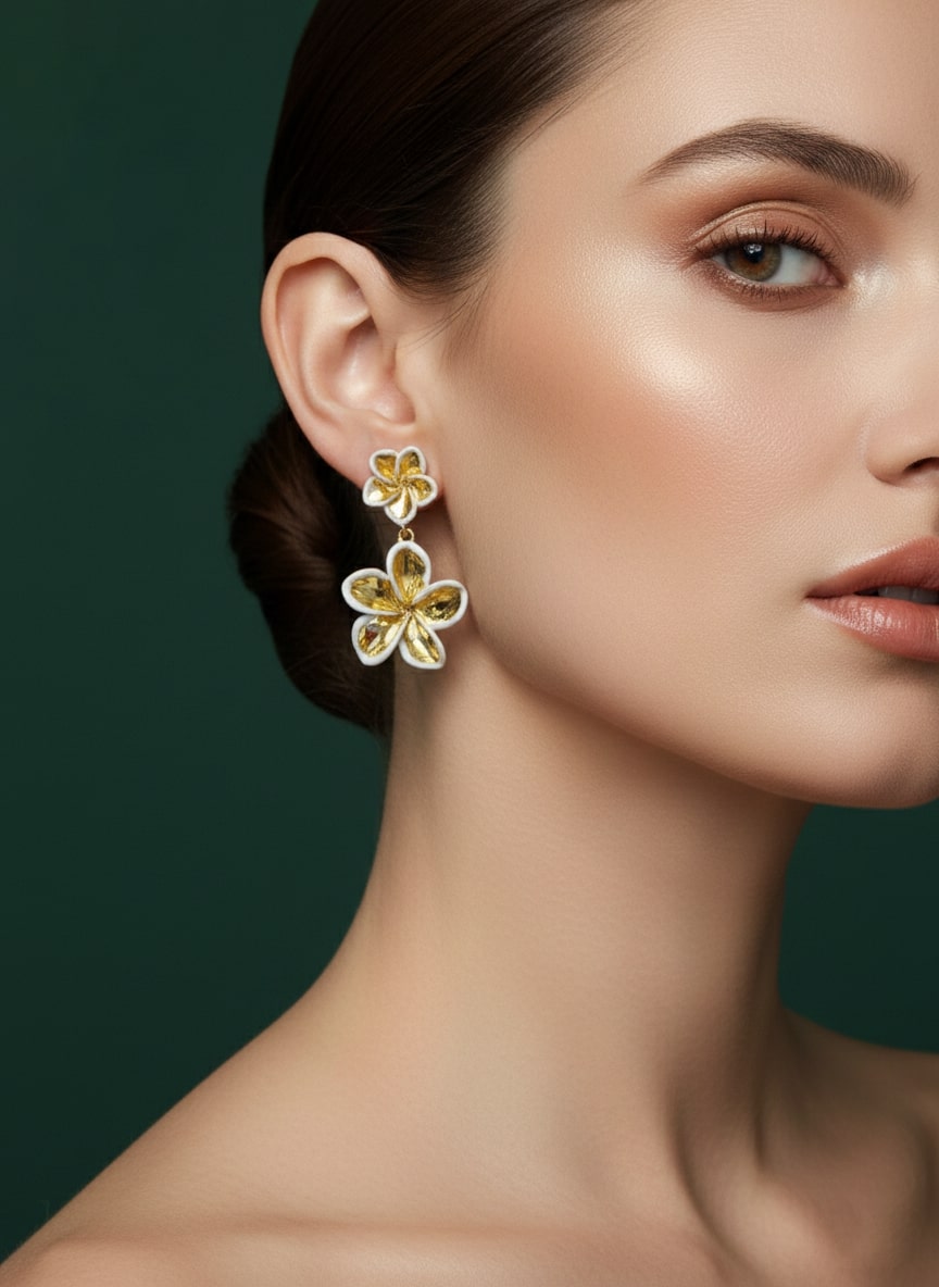 Golden Flower Drop Earrings