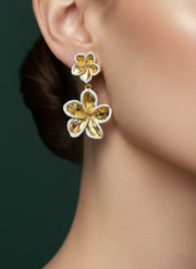 Golden Flower Drop Earrings