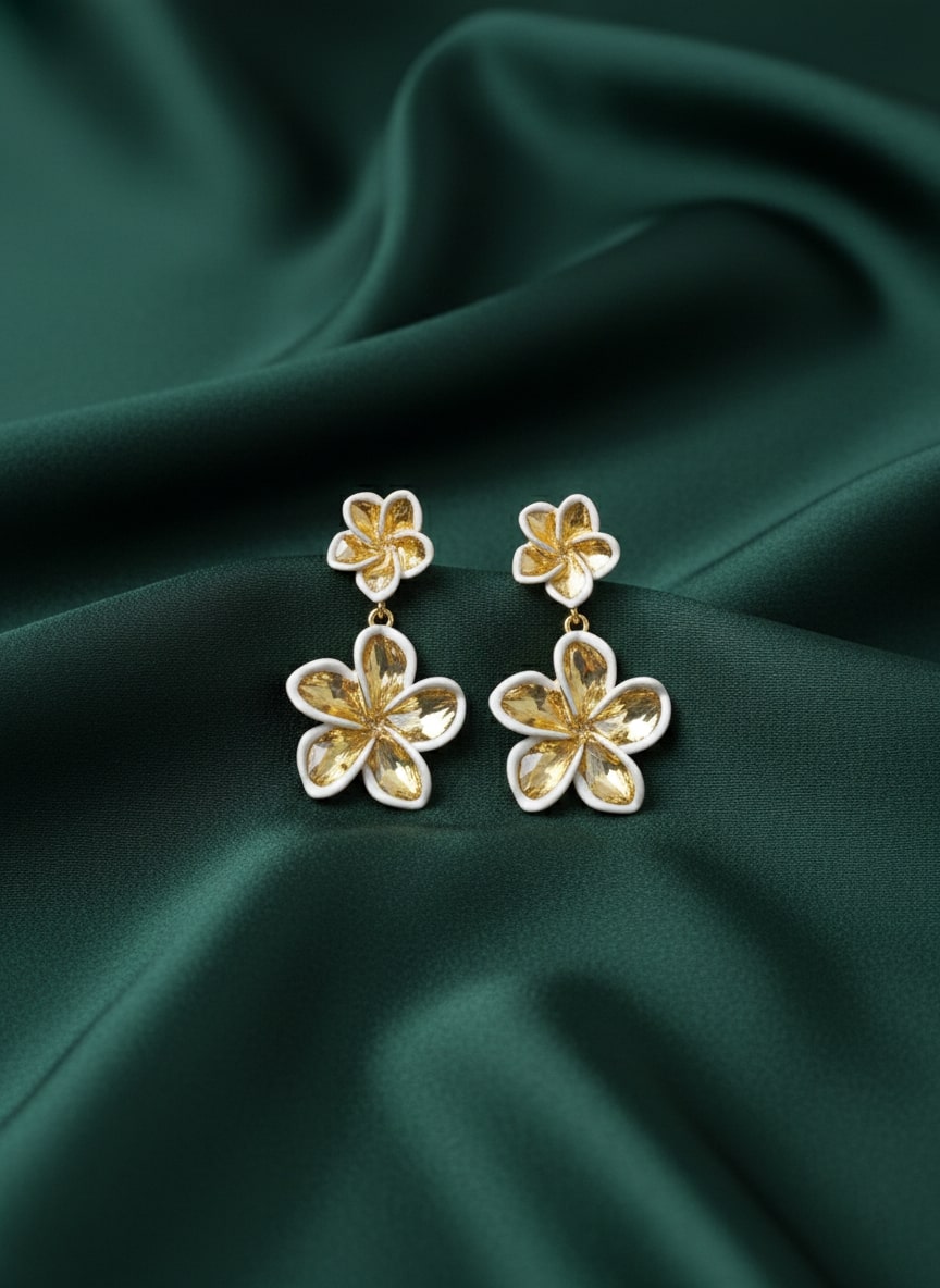 Golden Flower Drop Earrings