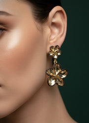 Flower Shaped Clasic Golden Drop Earrings