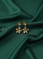 Flower Shaped Clasic Golden Drop Earrings