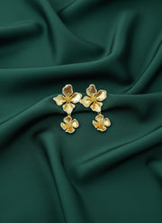 Fancy Golden Flower Studed Drop Earrings