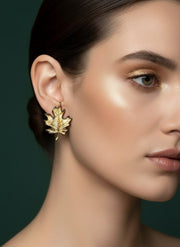 Beautiful Gold-Plated Designer Leaf Studs Earrings