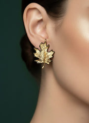 Beautiful Gold-Plated Designer Leaf Studs Earrings