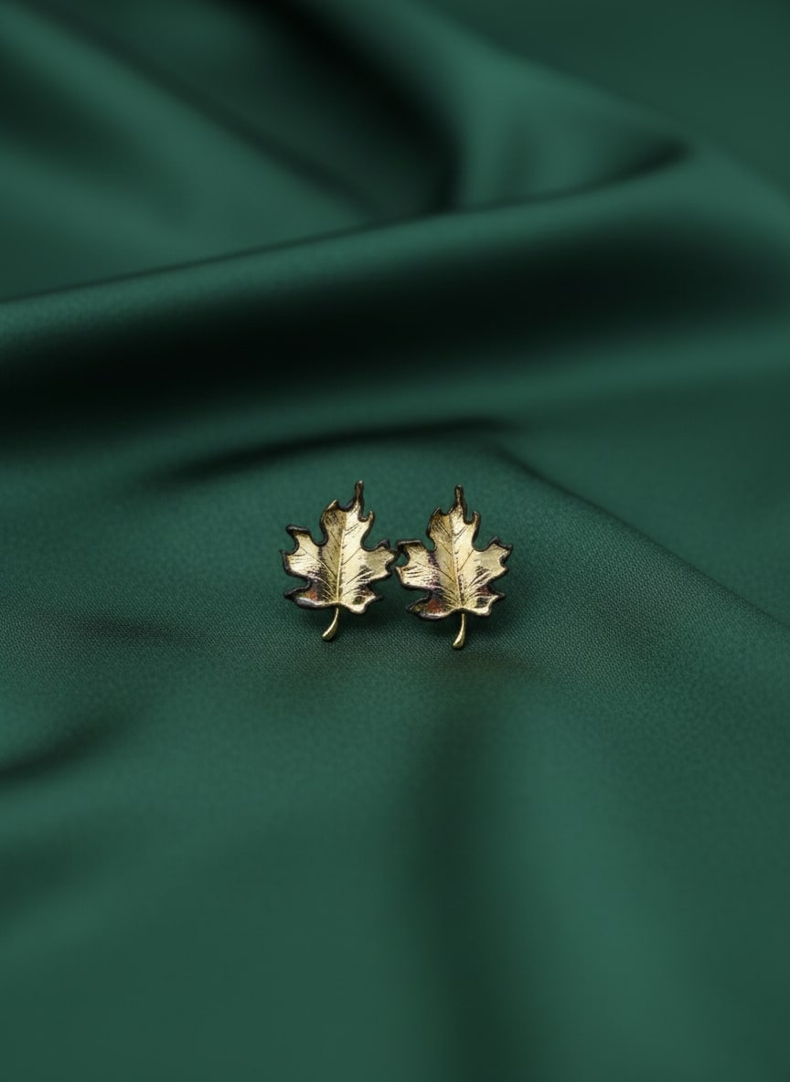 Beautiful Gold-Plated Designer Leaf Studs Earrings