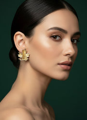 Fancy Gold-Plated Designer Leaf Studs Earrings