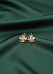 Fancy Gold-Plated Designer Leaf Studs Earrings