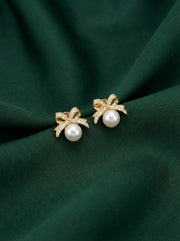 Beautiful Pearl With Bow Designer Studs