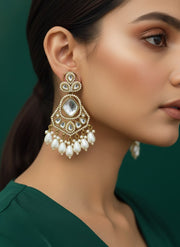 Trendy Elegant Kundan Contemporary Drop Earrings
