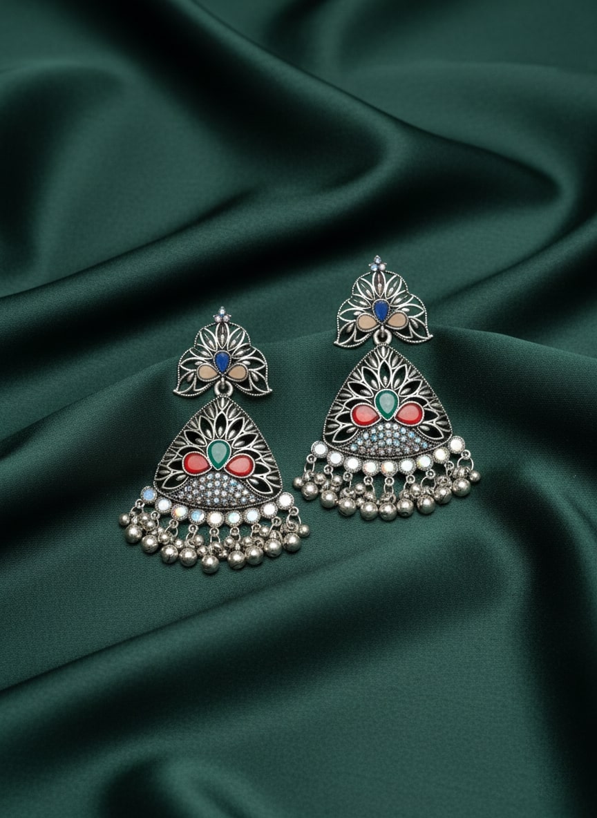 Oxidized Silver-Plated Drop Earring