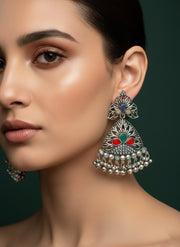Oxidized Silver-Plated Drop Earring