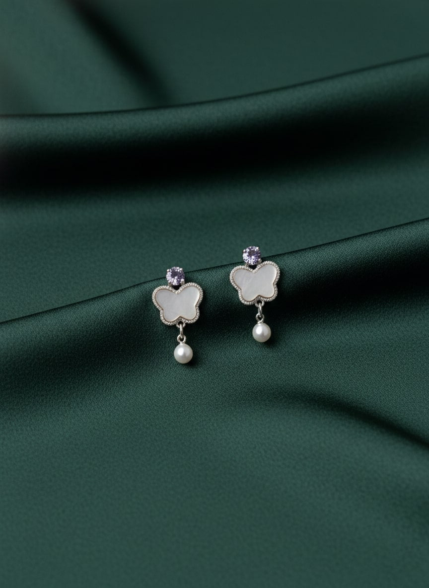 Butterfly Pearl & Beaded Studs