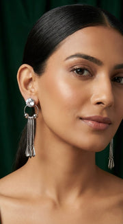 Fancy Silver Plated Tassels Earrings