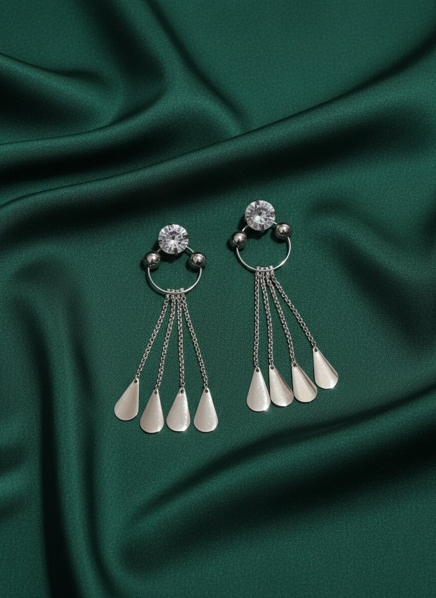 Fancy Silver Plated Tassels Earrings