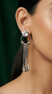 Fancy Silver Plated Tassels Earrings