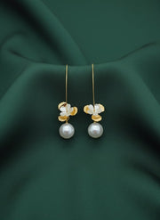 Floral with Pearl Korean Hoop Earrings