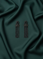 Black Alloy Tasseled Drop Earrings