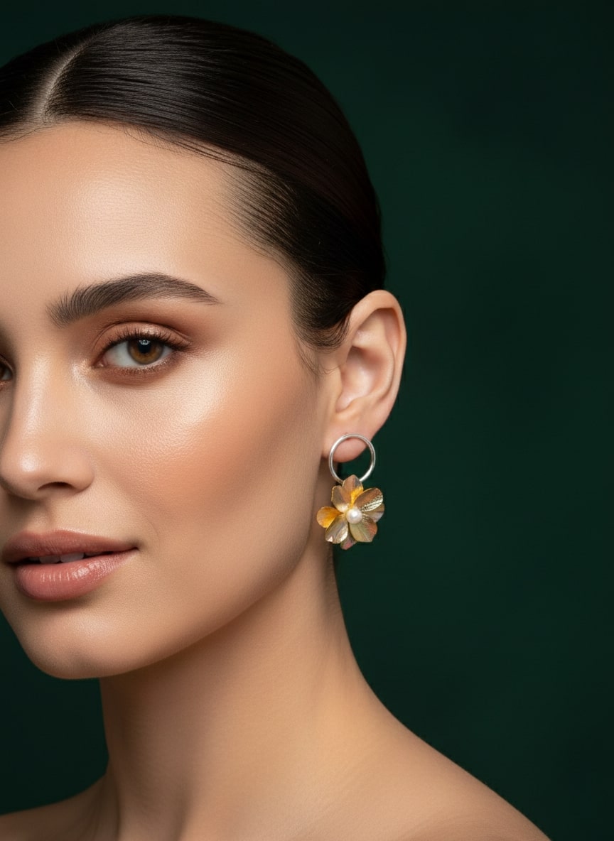 Flower-shaped Drop Earring