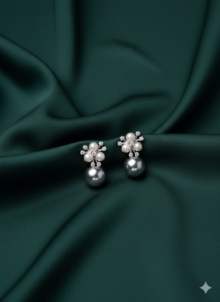 Silver Plated Pearls & Beaded Studs