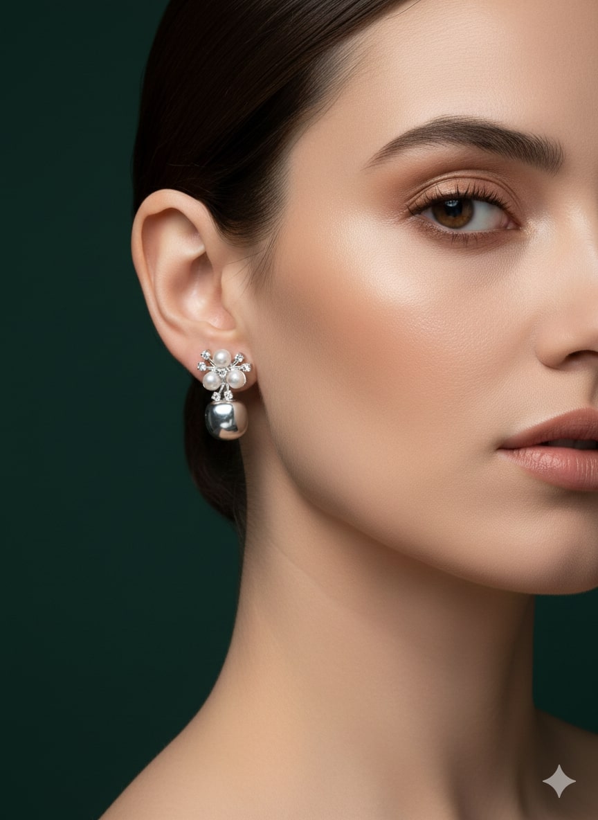 Silver Plated Pearls & Beaded Studs