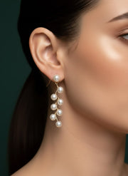 Leaf Design pearl beaded Drop Earring