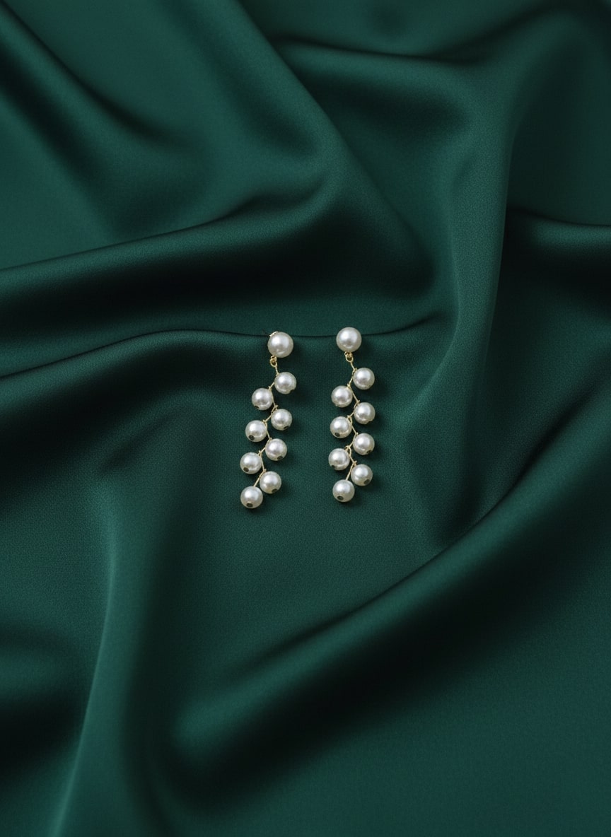 Leaf Design pearl beaded Drop Earring