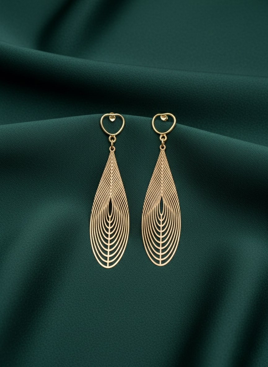 Little Heart Studded Contemporary Drop Earrings