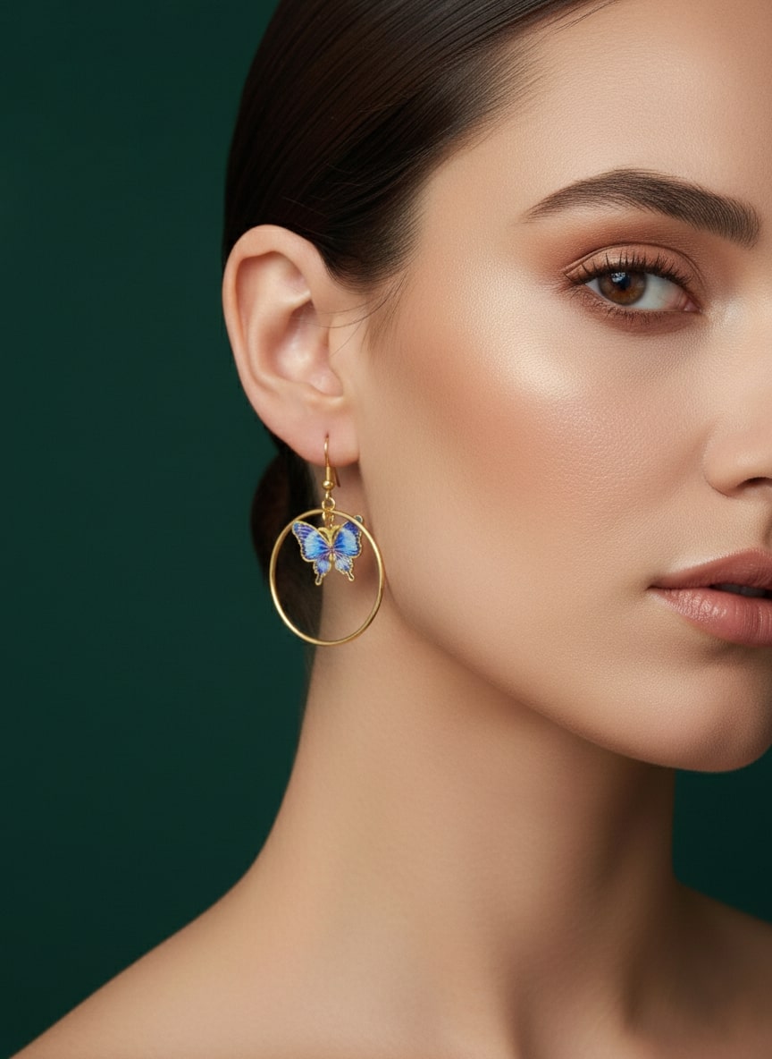Fancy Ring with Beautiful Butterfly Earrings