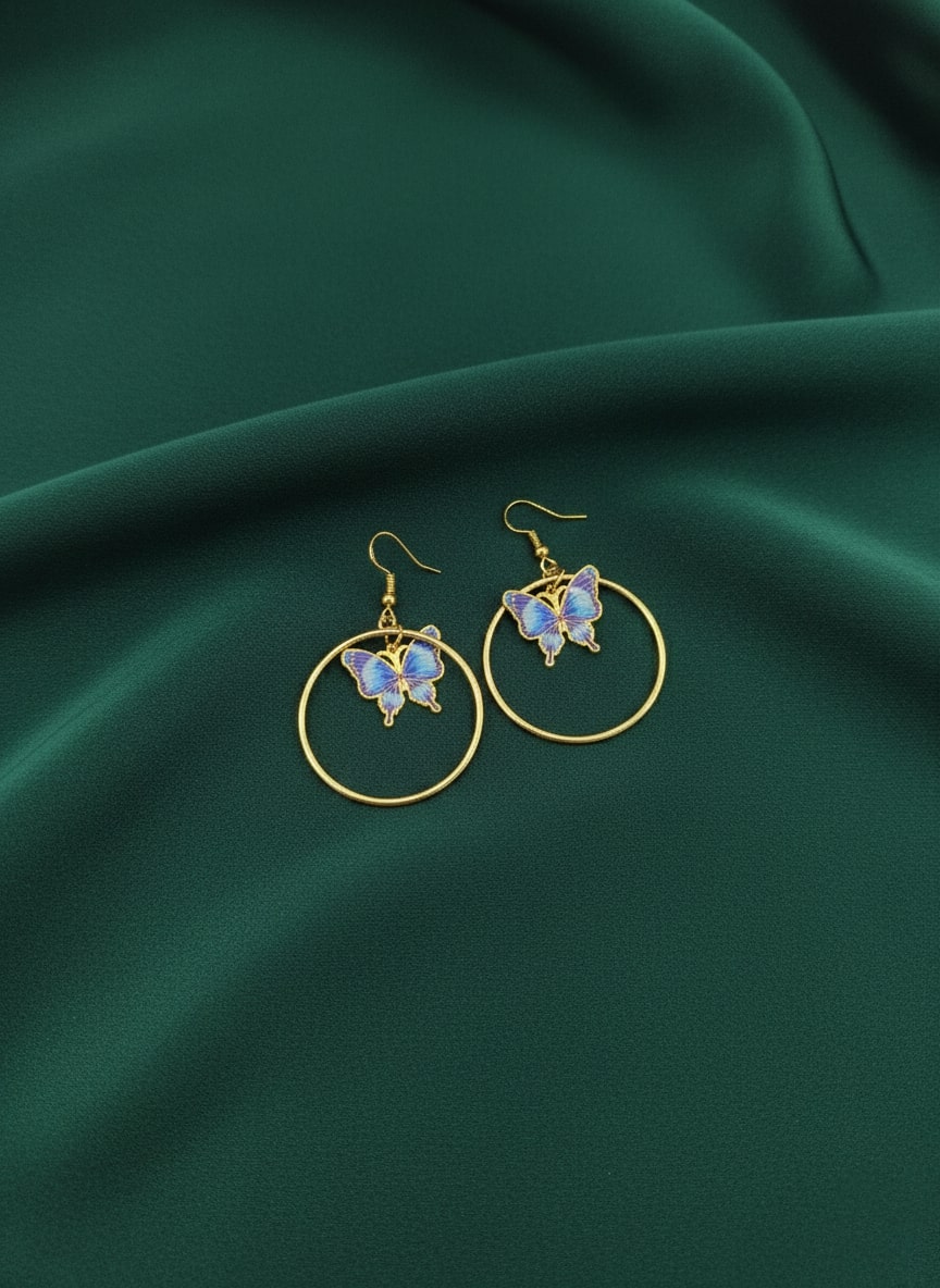 Fancy Ring with Beautiful Butterfly Earrings