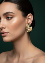 Elegant Half Flower Textured Drop Earring