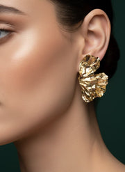 Elegant Half Flower Textured Drop Earring