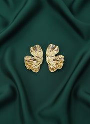Elegant Half Flower Textured Drop Earring