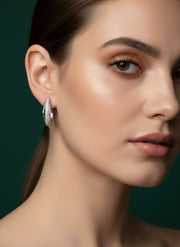 Silver Plated Classic AD Stone Hoop