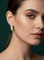Gold Plated Classic AD Stone Hoop