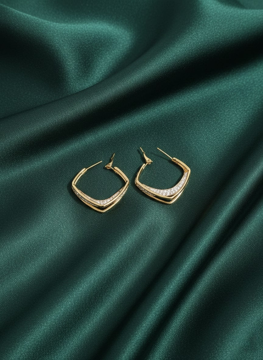 Gold Plated Classic AD Stone Hoop