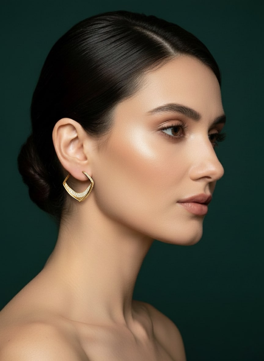 Gold Plated Classic AD Stone Hoop
