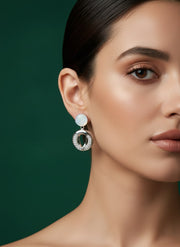 Silver Plated Diamond Contemporary Drop Earrings
