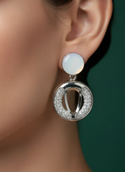 Silver Plated Diamond Contemporary Drop Earrings