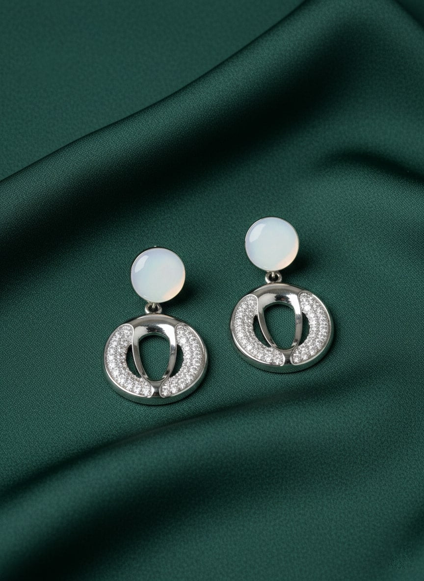 Silver Plated Diamond Contemporary Drop Earrings