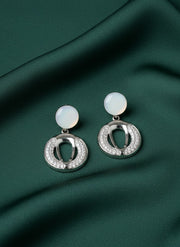 Silver Plated Diamond Contemporary Drop Earrings