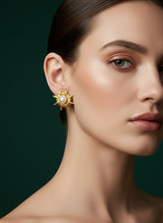 Golden Sun with pearl Studs