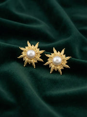 Golden Sun with pearl Studs