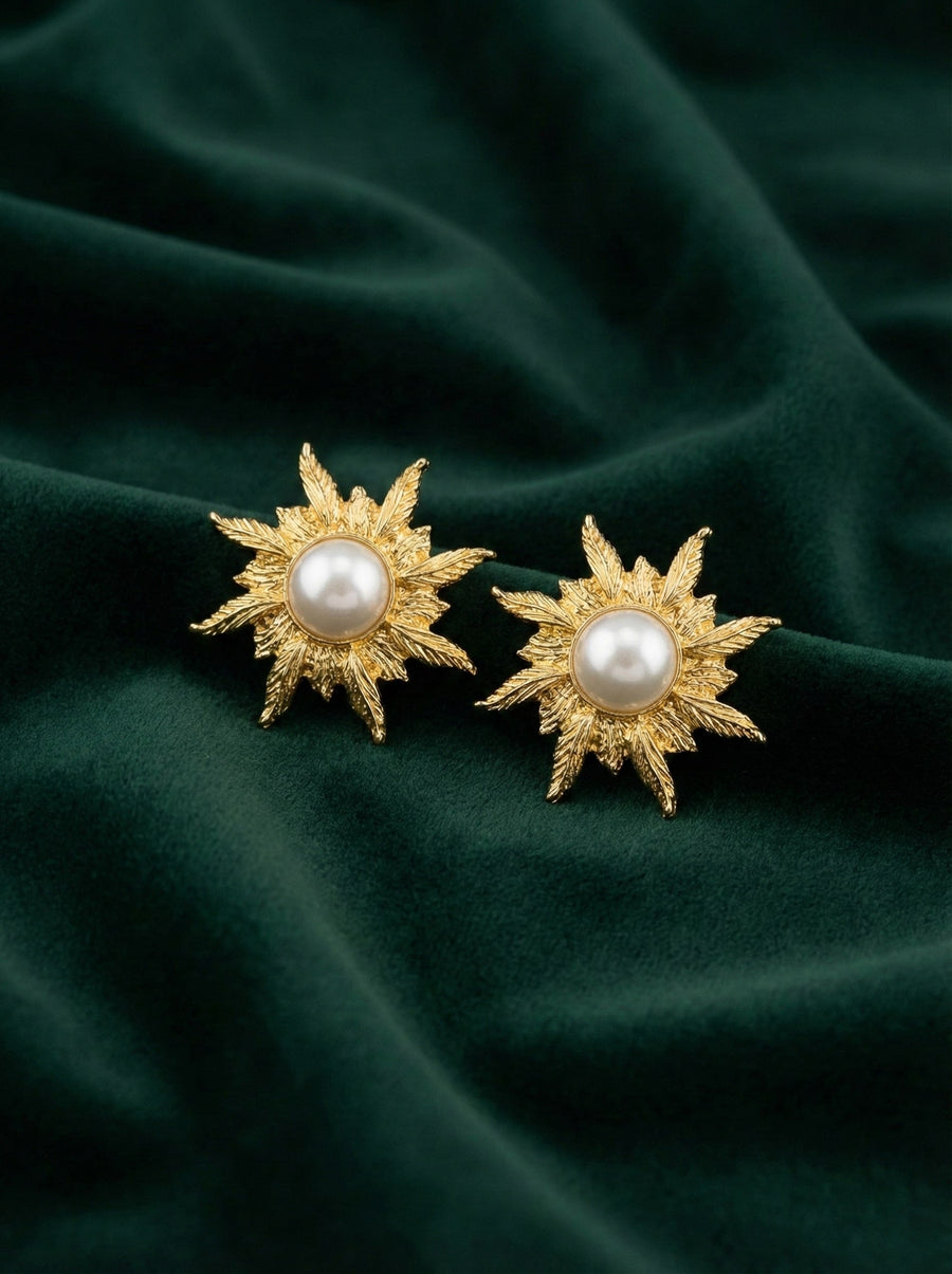 Golden Sun with pearl Studs